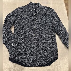 J. Crew Dark Blue Floral Flex Washed Button Down Slim Fit Shirt